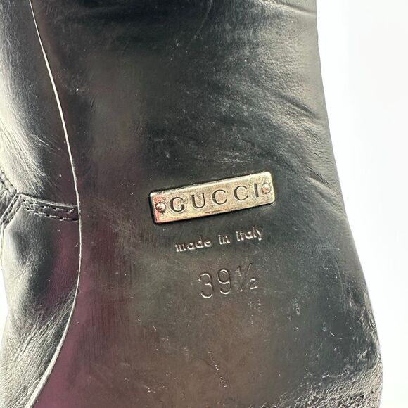 GUCCI Black Dionysus Elizabeth Ankle Boots Size 39.5 Heeled Leather Booties - Picture 9 of 12
